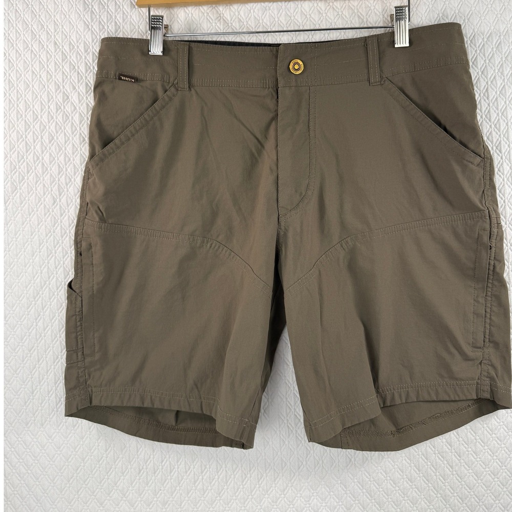 Kuhl Renegade Shorts Mens 35 Brown Olive Hiking Technical Cargo 5121 10 Inch